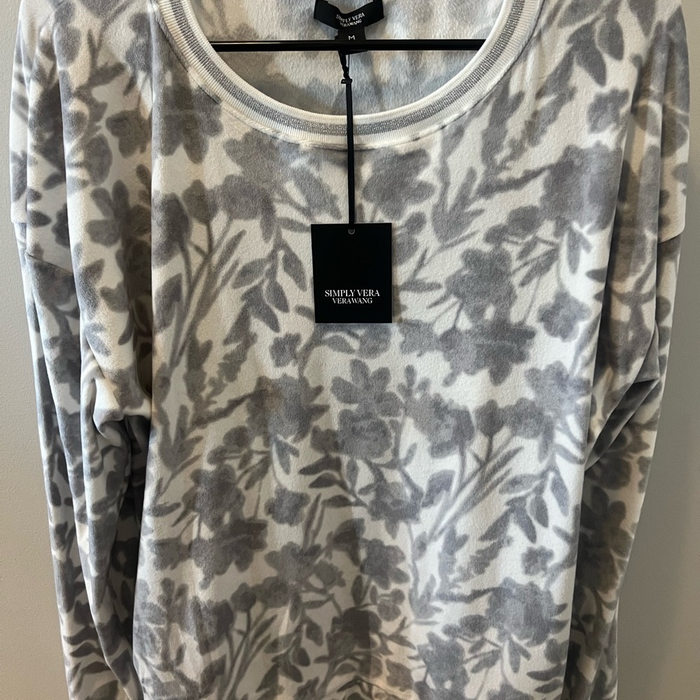 Simply Vera Vera Wang Gray Relaxed 3/4 Sleeve Hoodie